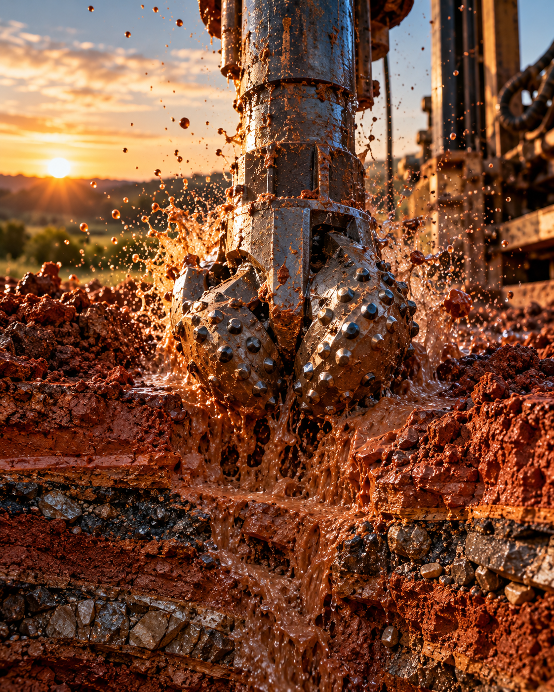 HIDROSÊNIOR — Broca perfurando terra vermelha do Paraná
